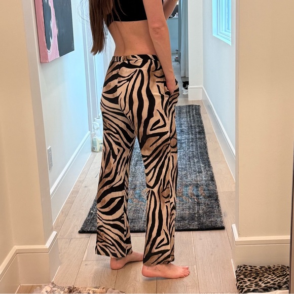 Zarina African Print Lightweight Cotton Wide Leg Pants - Black/White/Tobacco main image 0